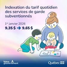 Contribution parentale: 9,35$ à partir du 1 janvier 2025